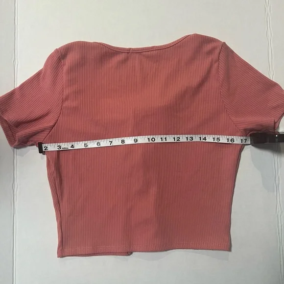 Women's Papaya Pink Tie-Front Top - Picture 4 of 5